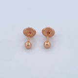 Plain Bead Stud Earrings 0.4gr / 3mm Rose Gold 18K %