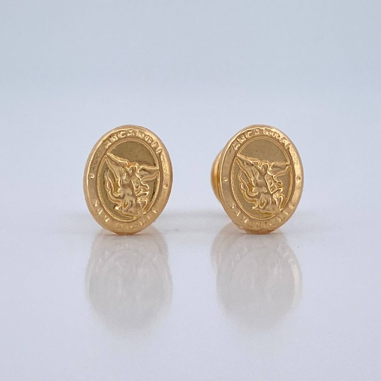 Stud Earrings San Miguel Arcangel 0.75 g / in / 7 mm Yellow Gold 18K