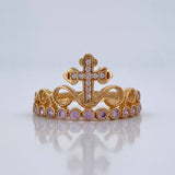 Anillo Cruz Tiara 2.4gr / T6 / Oro Amarillo 18K %