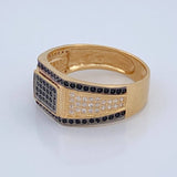Anillo Sello Rectangular  5.3gr / T10 3/4 / Dos Oros Negro Amarillo 18K %