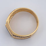 Anillo Sello Rectangular  5.3gr / T10 3/4 / Dos Oros Negro Amarillo 18K %