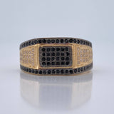 Anillo Sello Rectangular  5.3gr / T10 3/4 / Dos Oros Negro Amarillo 18K %