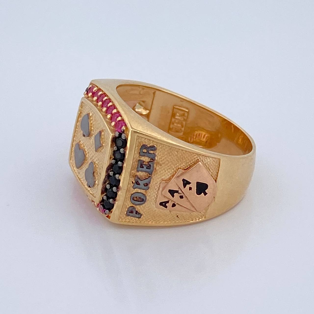 Anillo Signos Poker 9.1gr / T9 / Dos Oros Negro Amarillo 18K %