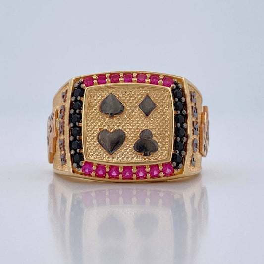 Anillo Signos Poker 9.1gr / T9 / Dos Oros Negro Amarillo 18K %
