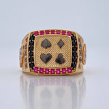 Anillo Signos Poker 9.1gr / T9 / Dos Oros Negro Amarillo 18K %