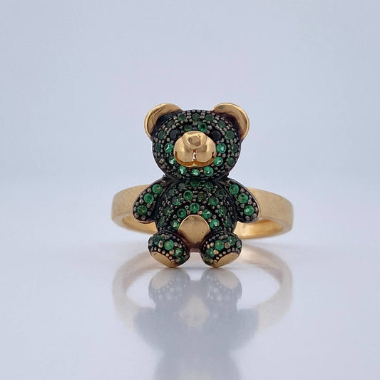 Anillo Oso 3.95gr / T6 3/4 / Dos Oros Negro Amarillo 18K %