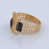 Anillo Sello Rombo 3.9gr / T6 3/4 / Dos Oros Negro Amarillo 18K %