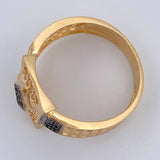 Anillo Sello Rombo 3.9gr / T6 3/4 / Dos Oros Negro Amarillo 18K %
