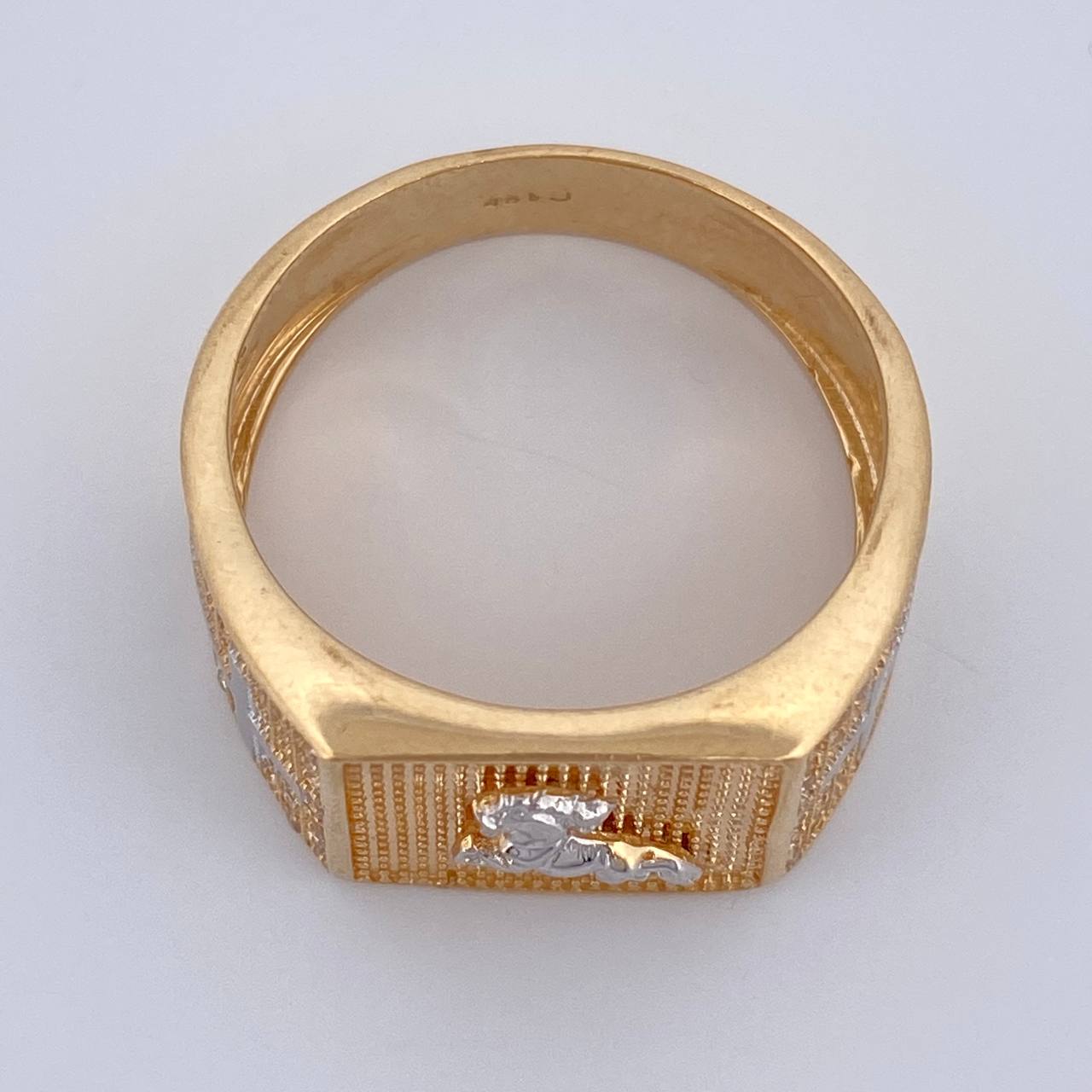 Anillo Caballo Cruces 8.9gr / T10 1/2 / Dos Oros Amarillo Blanco 18K %