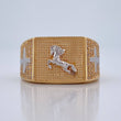 Anillo Caballo Cruces 8.9gr / T10 1/2 / Dos Oros Amarillo Blanco 18K %