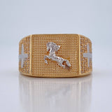 Anillo Caballo Cruces 8.9gr / T10 1/2 / Dos Oros Amarillo Blanco 18K %