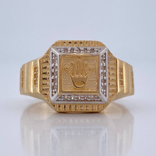 Anillo Corona 6.3gr / T10 / Dos Oros Amarillo Blanco 18K %