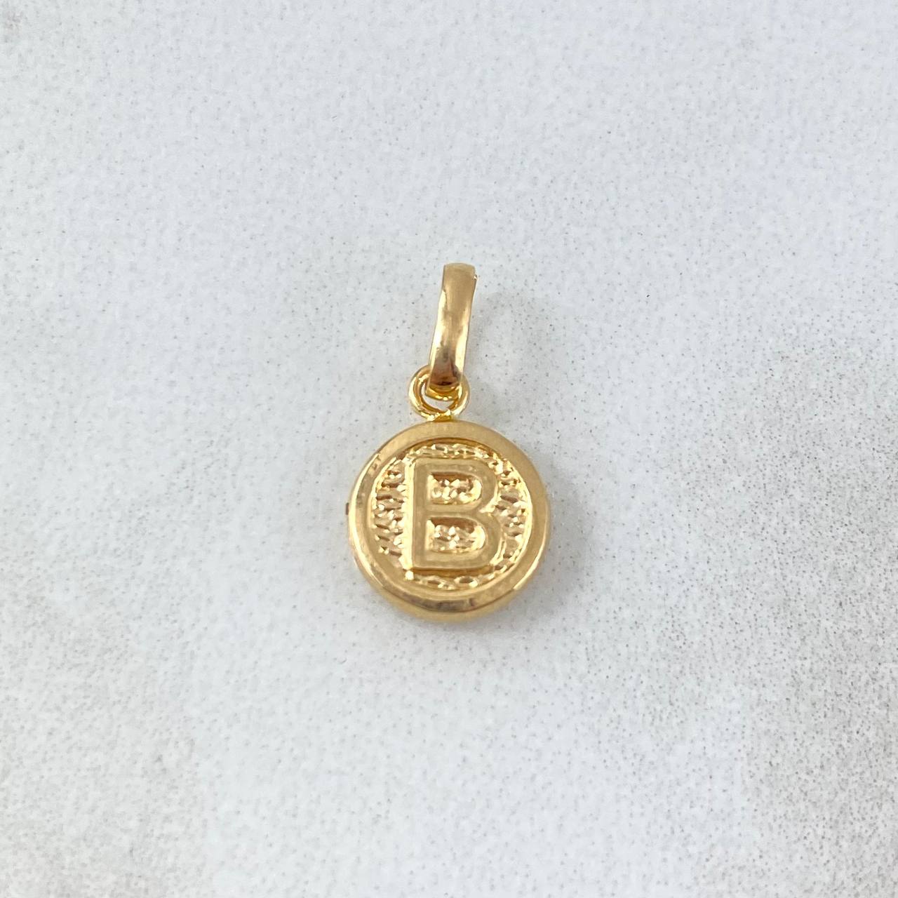 Pendant Letter B 0.4gr / 1.5cm / Textured Circle Yellow Gold