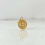 Pendant Letter B 0.4gr / 1.5cm / Textured Circle Yellow Gold