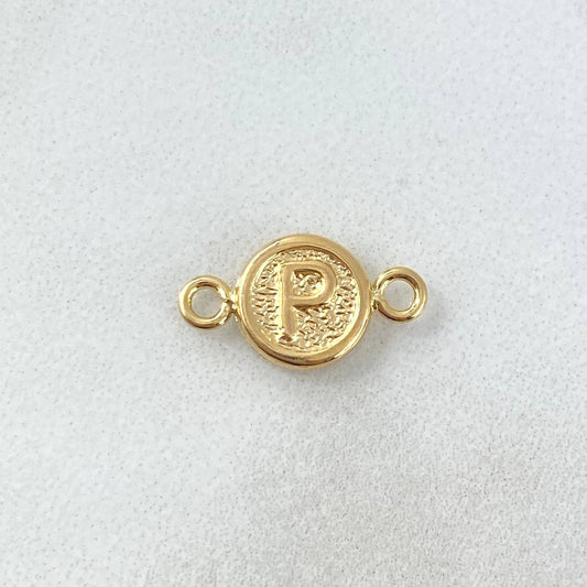 Charm Letter P 0.4gr / 1.5cm / Textured Circular Yellow Gold ©