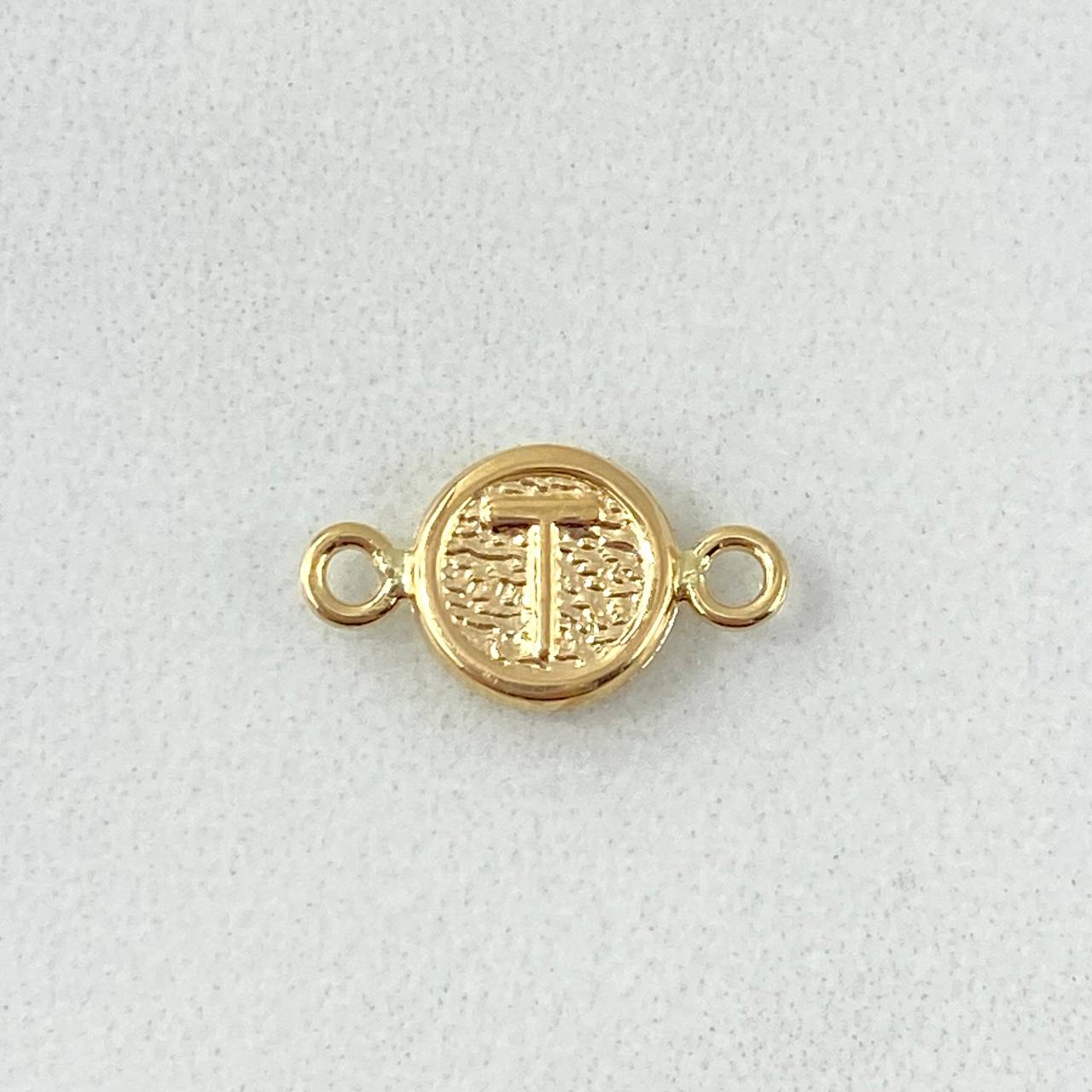 Charm T Letter 0.4gr / 1.5cm / Textured Yellow Gold Circle
