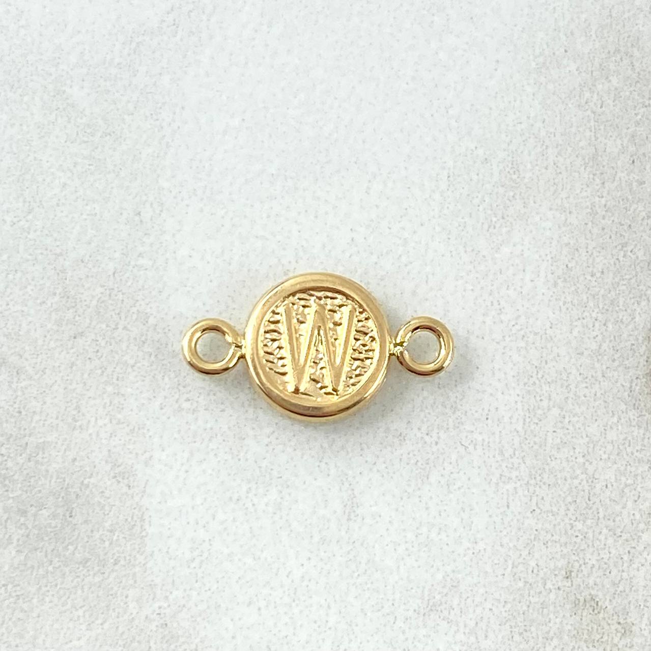 Charm Letter W 0.4gr / 1.5cm / Textured Yellow Gold Circle