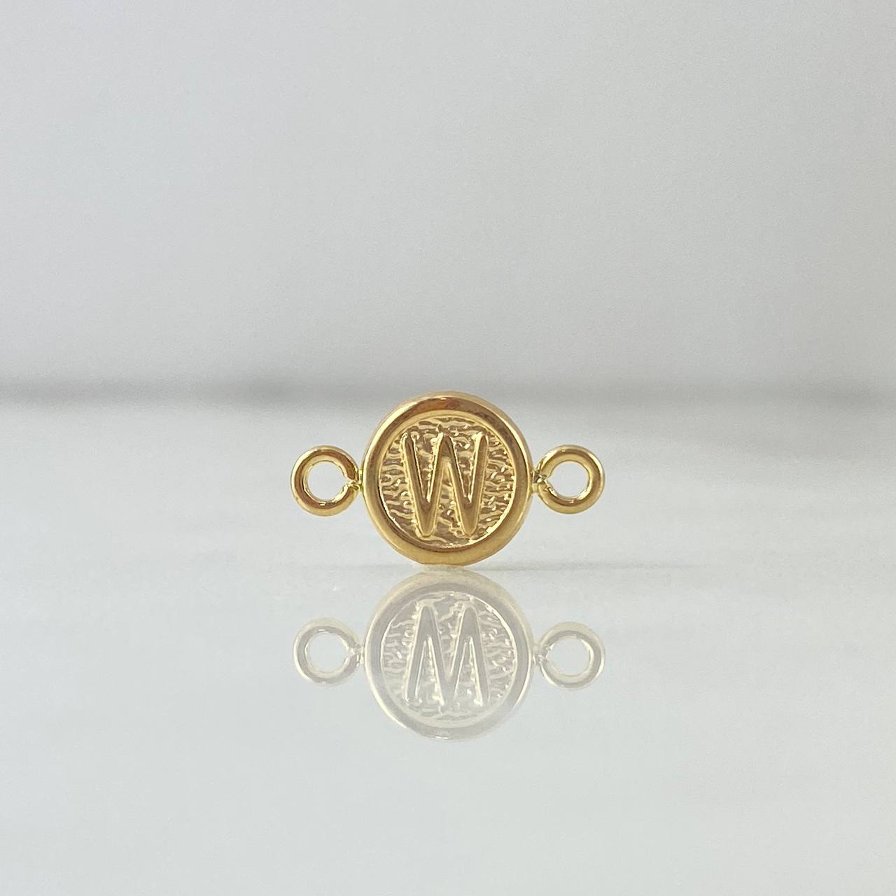 Charm Letter W 0.4gr / 1.5cm / Textured Yellow Gold Circle