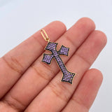 Dije Cruz Gotica 2.3gr / 1 1/2 in / Dos Oros Negro Amarillo 18K &