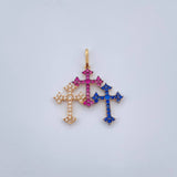 Dije Trio Cruces 1.45gr / 1 in / Dos Oros Negro Amarillo 18K &