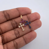 Dije Trio Cruces 1.45gr / 1 in / Dos Oros Negro Amarillo 18K &