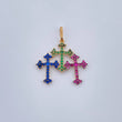 Dije Trio Cruces 1.35gr / 1 in / Dos Oros Negro Amarillo 18K &
