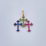 Dije Trio Cruces 1.35gr / 1 in / Dos Oros Negro Amarillo 18K &
