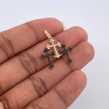 Dije Trio Cruces 1.5gr / 1 in / Dos Oros Negro Amarillo 18K &