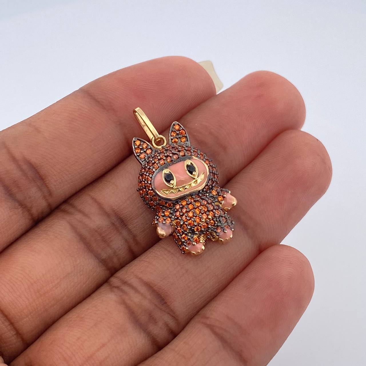 Smiling Rabbit Pendant 4.1g / 1 1/4 in / Two-tone Black Yellow 18K Gold &