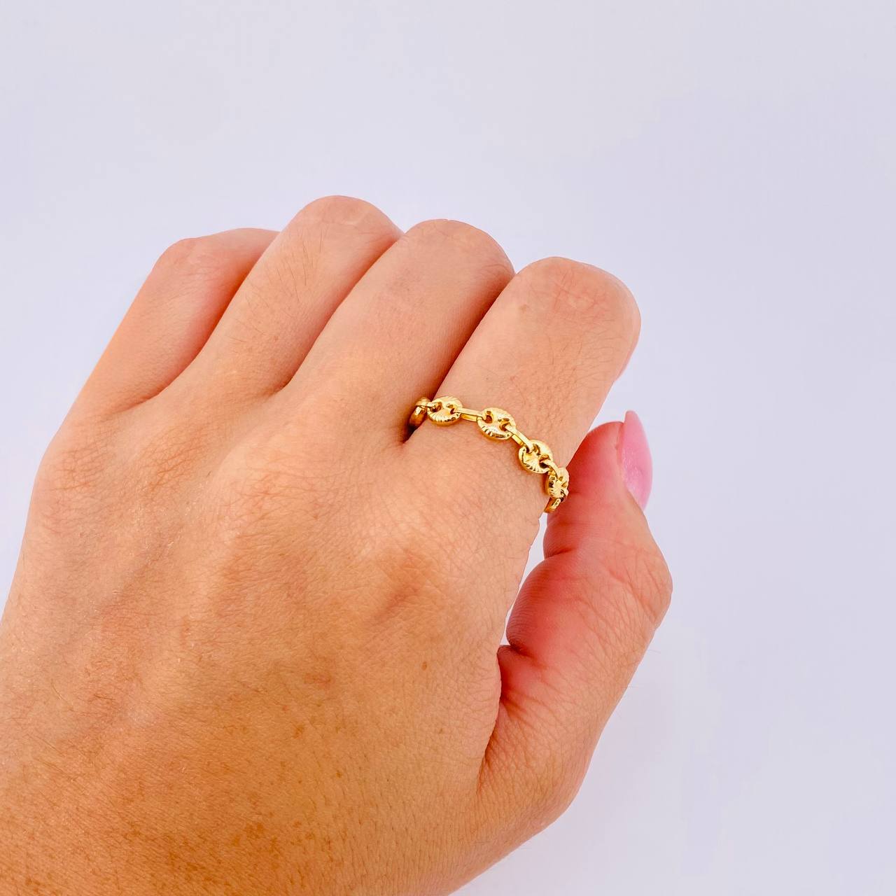 Anillo Gc Diamantado 0.85gr / T9 3/4 - T10 / 4mm Oro Amarillo 18K *