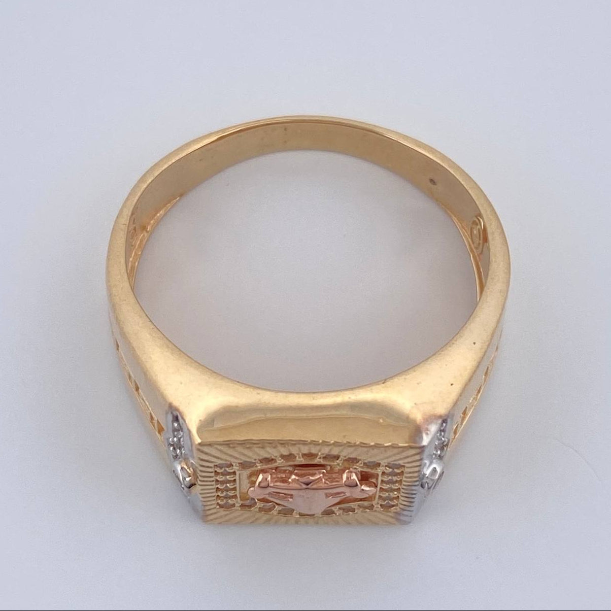 Anillo Ancla 6.8gr / T9 3/4 / Dos Oros Amarillo Blanco 18K %