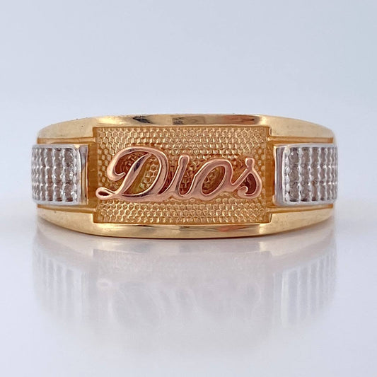 Anillo Dios 5.55gr / T10 / Tres Oros 18K %