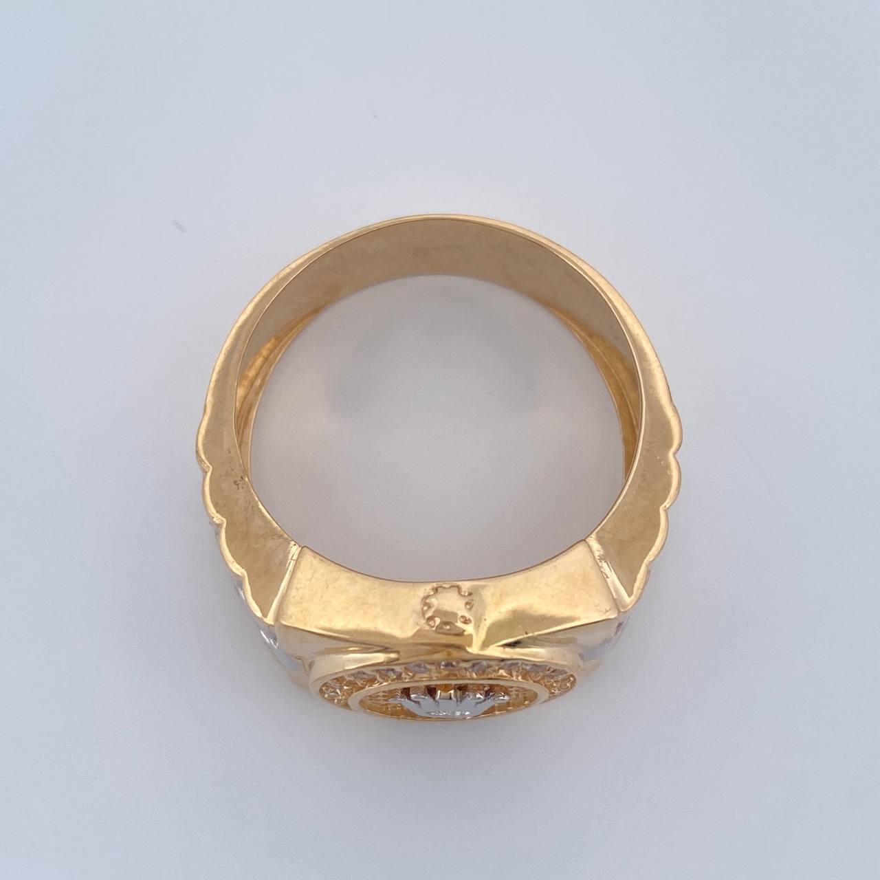 Anillo Correa Corona 8.4gr / T10 1/2 / Dos Oros Amarillo Blanco 18K %