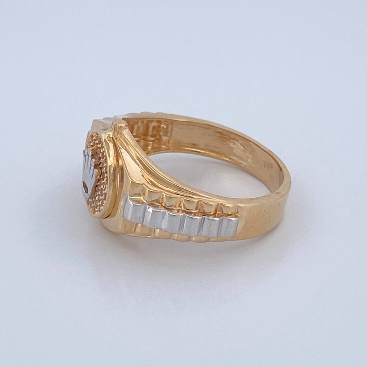 Anillo Correa Corona 6.75gr / T10 3/4 / Dos Oros Amarillo Blanco 18K %