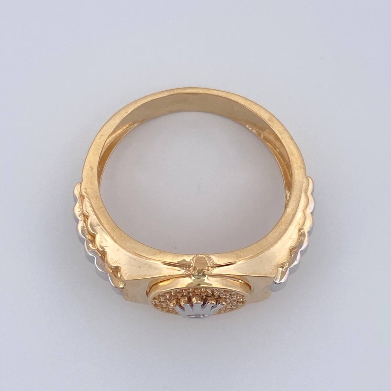 Anillo Correa Corona 6.75gr / T10 3/4 / Dos Oros Amarillo Blanco 18K %