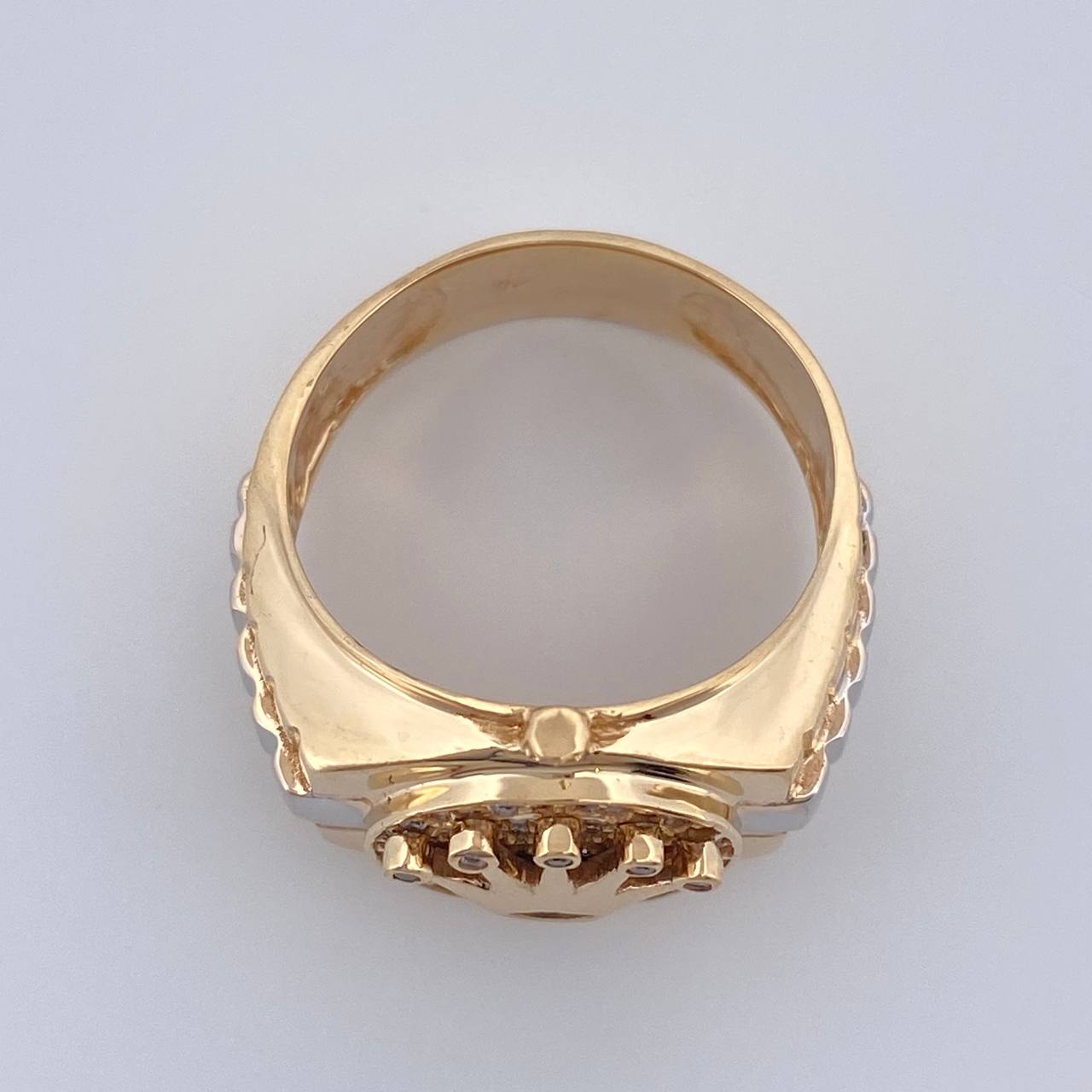 Anillo Correa Corona 7.9gr / T7 / Dos Oros Amarillo Blanco 18K %