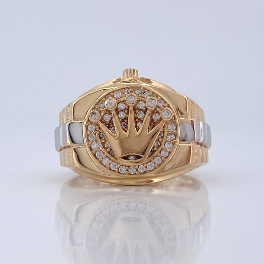 Anillo Corona 7.25gr / T6 3/4 / Dos Oros Amarillo Blanco  18K %
