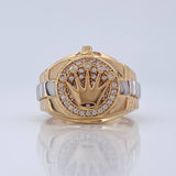 Anillo Corona 7.25gr / T6 3/4 / Dos Oros Amarillo Blanco  18K %