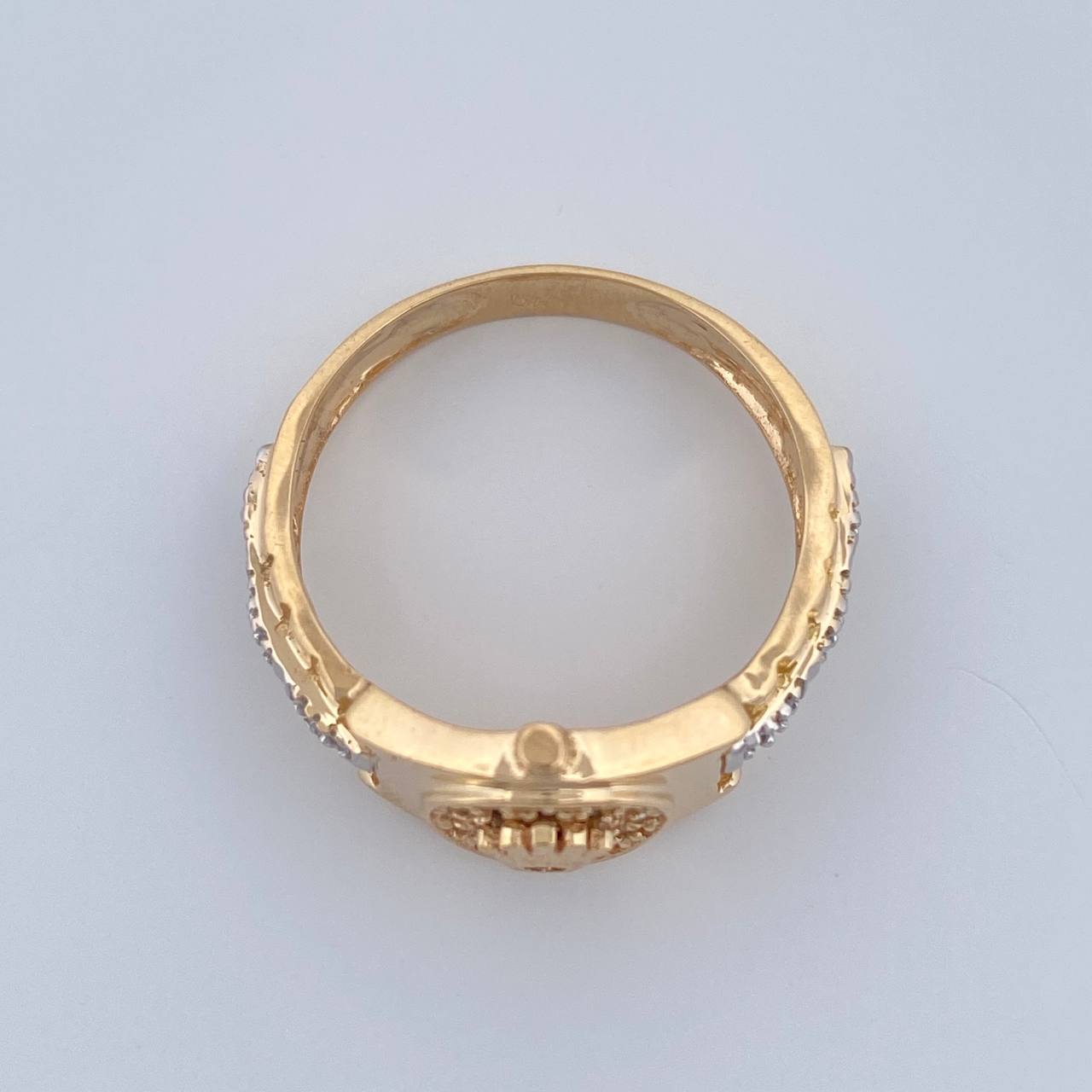 Anillo Correa Corona 3.45gr / T6 / Dos Oros Amarillo Blanco 18K %