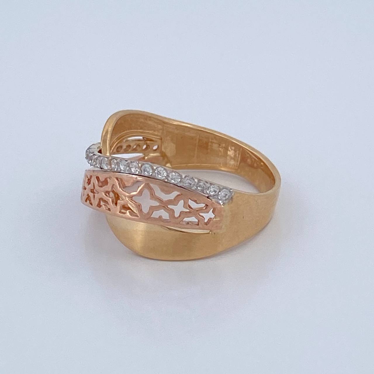 Anillo Rustico Curva 4.3gr / T7 3/4 / Tres Oros  18K %