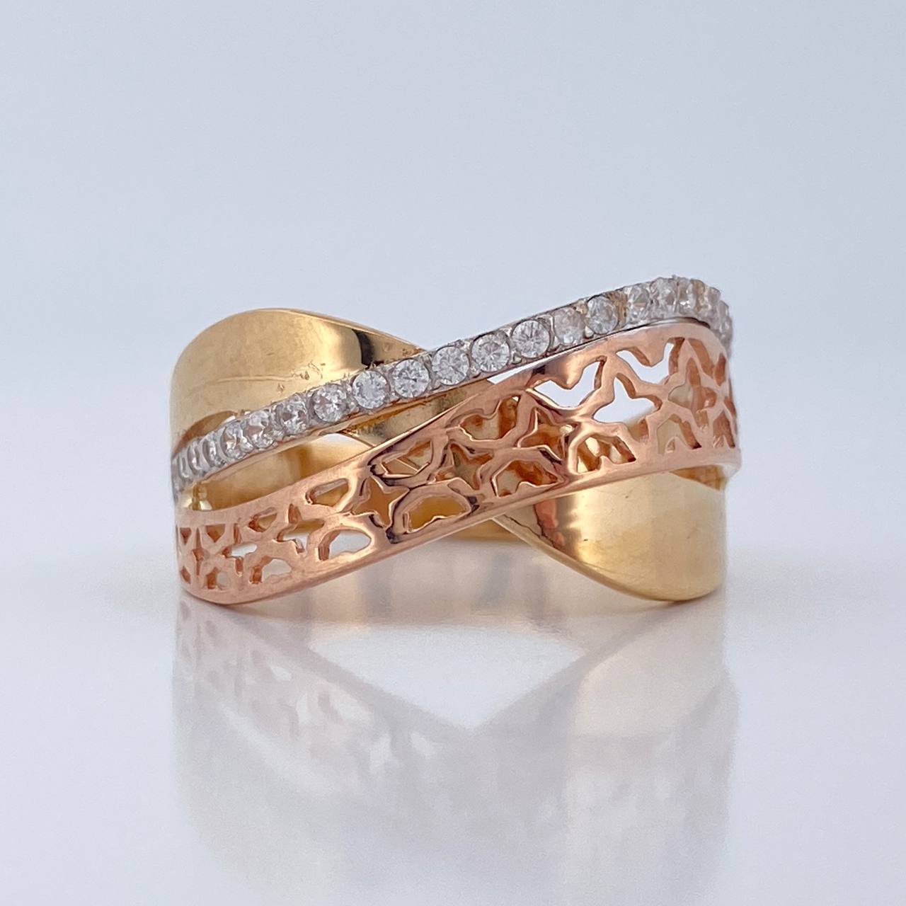 Anillo Rustico Curva 4.3gr / T7 3/4 / Tres Oros  18K %
