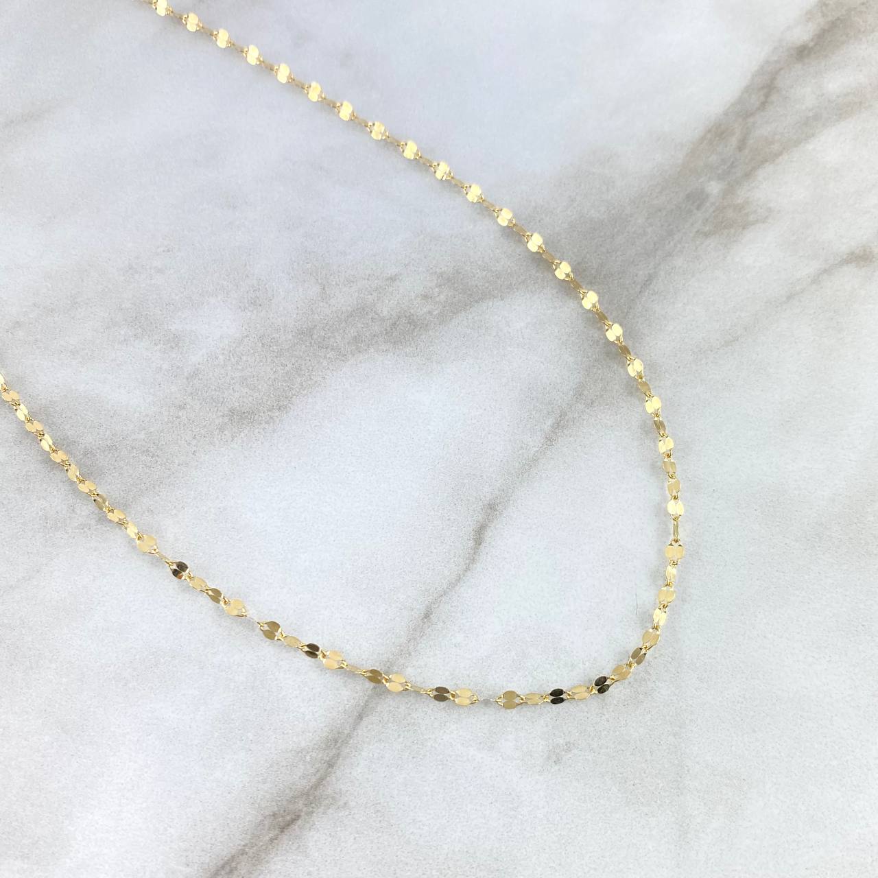 Cadena Flor Espejo 1.05gr / 17 3/4 in / 1.9mm Oro Amarillo +3 18K !