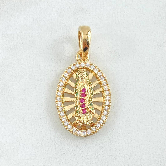 Pendant Virgin of Guadalupe Oval Filigree 2.3g / 1 in 18K Yellow Gold