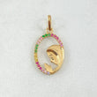 Dije Virgen Maria Circulo Floreado 1gr / 2.2cm / Circones Multicolor Oro Amarillo 18K *