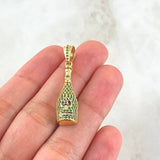 Dije Botella de Champagne 4.2gr / 3.5cm / Circones Verdes Oro Amarillo 18K *