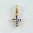 Pendant Double-sided Cross 1gr / 1.7cm (0.7in) / White and Blue Zircons 18K Yellow Gold *