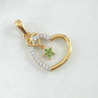 Dije Silueta Corazón Estrella Colgante 2.4gr / 2.7cm / Circones Blancos Verdes Dos Oros Amarillo Blanco 18K *