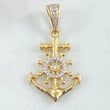 Pendant Anchor Helm 4.2gr / 3.6cm (1.4in) / White Zircons 18K Yellow Gold *