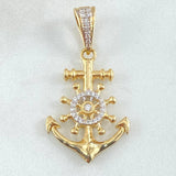 Pendant Anchor Helm 4.2gr / 3.6cm (1.4in) / White Zircons 18K Yellow Gold *
