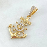 Pendant Anchor Helm 4.2gr / 3.6cm (1.4in) / White Zircons 18K Yellow Gold *